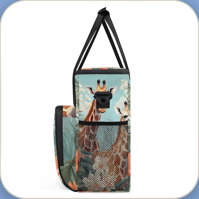 Forest Giraffe Coffee Maker Carrying Bag Cartoon Giraffe Travel Storage Bag Compatible with K-Mini or K-Mini Plus Single Serve Coffee Brewer Carrying Case with Multiple Pockets &amp Shoulder Strap