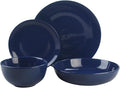 16 Piece Coupe Stoneware Dinnerware Set with Dinner Bowl Service for 4 Cobalt Blue