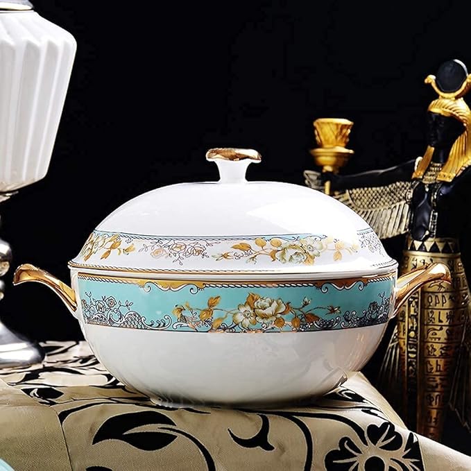Dinnerware Sets - Luxury Dishes Service Set Ceramics Dinnerware Set with 50-Piece Bowl/Stockpot/Dish/Spoon|Bone China Dinner Sets Porcelain Combination SetOne Color-30piecesOne Color-30pieces