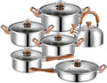 12 Piece Pot Handle with Kettle Cooking Pan Kitchen Cookware Non Stick Cooking Pot Set Stainless SteelNatural Color 12Ps12 Ps-Natural Color 12ps-12 ps