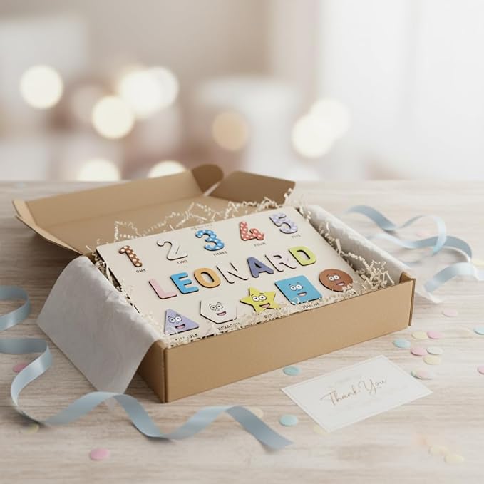 Puzzles for Toddlers Boy and Girl Personalized Name Puzzle 12 Month Toy Gifts for 0 1 2 3 Years Old Baby Gifts Baby Shower Christmas NewBaby Gift 0 3 6 9 12 18 24 36 Months - Set 6