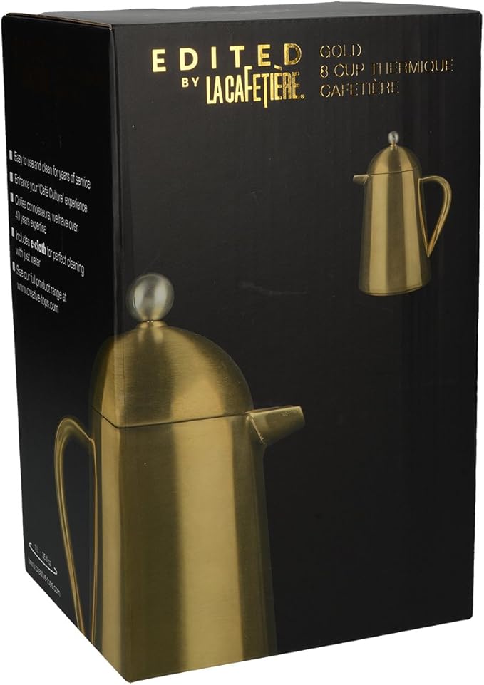 La Cafetière Thermique Insulated 8-Cup Cafetière French Press Coffee Maker Brushed Gold - 1 L (1¾ pint)