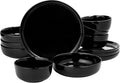 Gibson Home Oslo 12-Piece Porcelain Chip and Scratch Resistant Dinnerware Set Service for 4 – Black Plates and Bowls Microwave &amp Dishwasher Safe