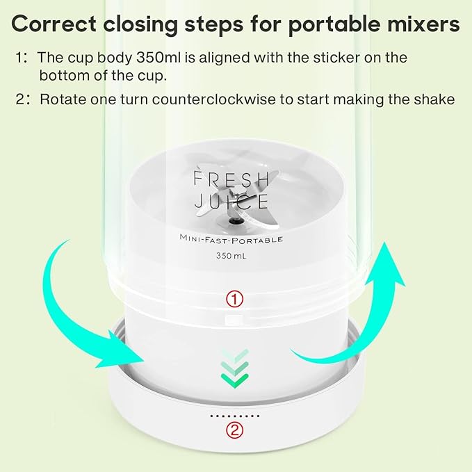 Portable BlenderFashion Portable Blender for Shakes and Smoothies 11.8 OzMagnetic USB Fast Charging Mini Mixer BottleTake It for Traveling Outdoor Gym Office Cars Gift -WH