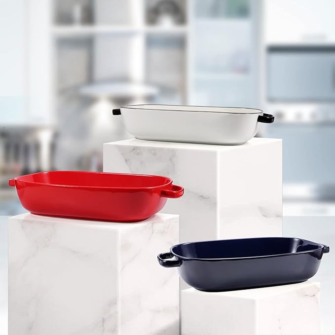 6 Quart Large Rectangular Baking Dish 16x11 Inches Ceramic Baking Pan Casserole Dish for CookingKitchen and Daily Use Safe for Oven Microwave Refrigerator Disinfection Cabinet and DishwasherWhite