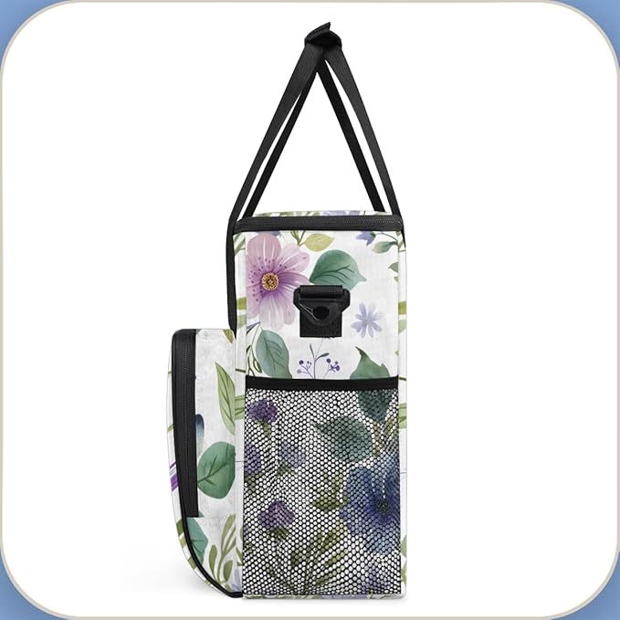 Dainty Flower Coffee Maker Carrying Bag Portable Travel Storage Tote Bag Compatible with K-Mini or K-Mini Plus Single Serve Coffee Brewer Carrying Case with Multiple Pockets &amp Shoulder Strap