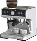 Stainless Steel Espresso Machine with Grinder &amp 20 Bar Pressure 2.8L Removable Water Tank Milk Frother Steam Wand for Latte/Cappuccino - Adjustable Shot Volume Professional Home/Office Use