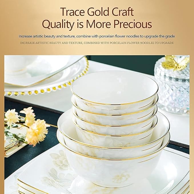 Dinnerware Set Dinner Party Tableware Service Set 355660Pcs Ceramic Dinnerware Set Bone China Tableware Dishes Plates Ceramic Combination Dinner Service Set Porcelaine Servi35 Pieces