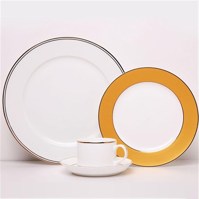 European design Dinnerware Set Service for 6Small luxury style Bone China Dinnerware SetsSteak Dinner Plates Dish Set (24Pcs)Freezer Safe Elegant Dining Plates