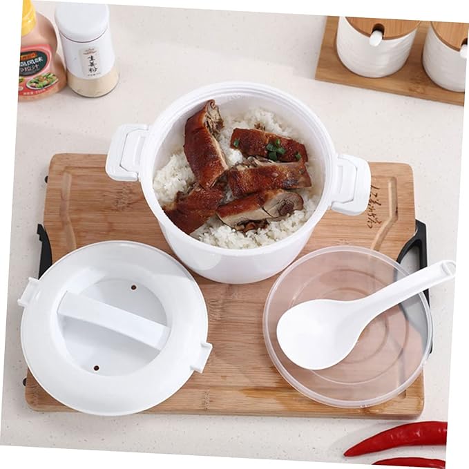 2pcs Microwave Rice Cooker Insulated Rice Container Steamer Easy to Use Large Capacity