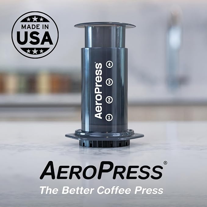 AeroPress Original Coffee and Espresso-style Maker Barista Level Portable Coffee Maker with Chamber Plunger &amp Filters Quick Coffee and Espresso Maker
