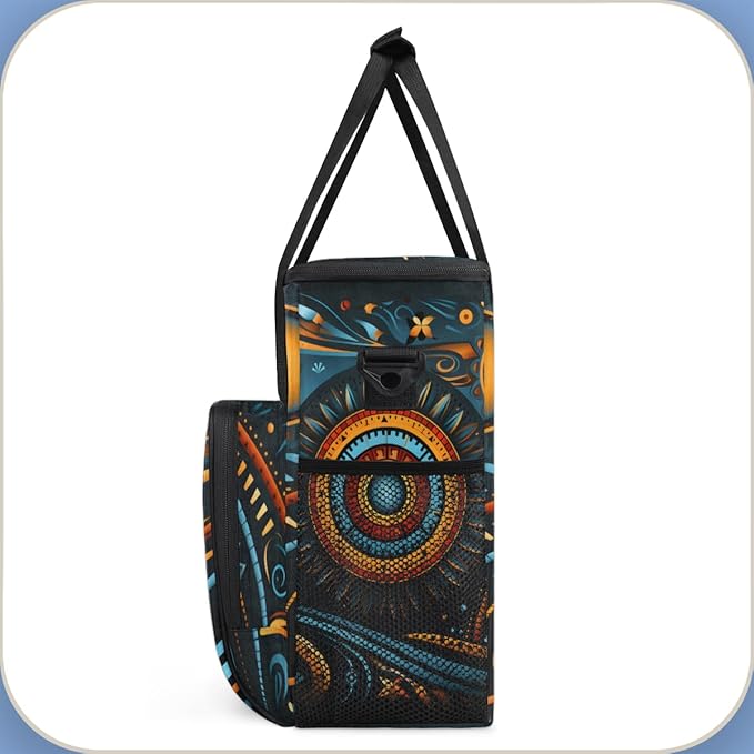 Sun and Moon Coffee Maker Carrying Bag Geometry Aztec Travel Storage Bag Compatible with K-Mini or K-Mini Plus Single Serve Coffee Brewer Carrying Case with Multiple Pockets &amp Shoulder Strap
