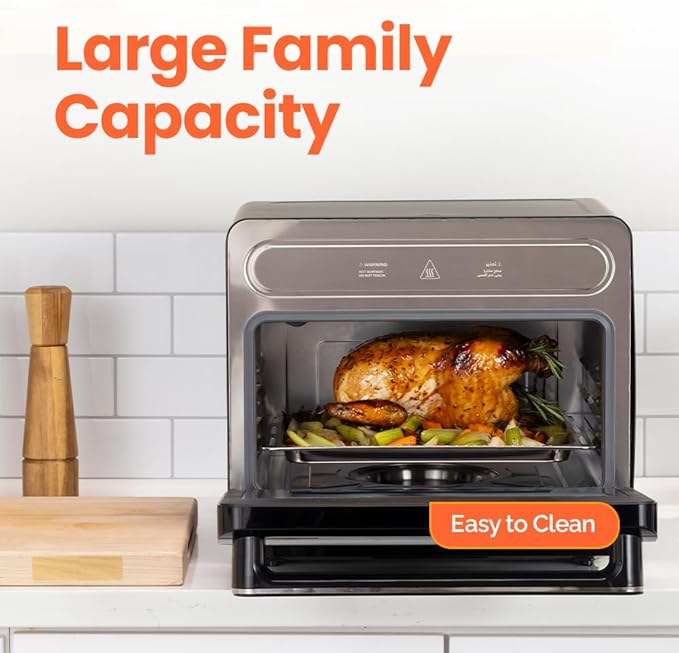 Nutricook Steami 24L Steam Air Fryer Oven – 11-in-1 Convection Countertop Multi-Cooker with Real Steam Tech Air Fry Bake Roast Dehydrate Sterilize Stainless Steel Interior – 1600W