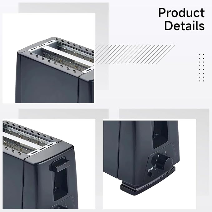 2-Slice Toaster With Wide Slots 6 Settings Auto Pop-Up And Crumb Tray Stainless Steel Compact Design