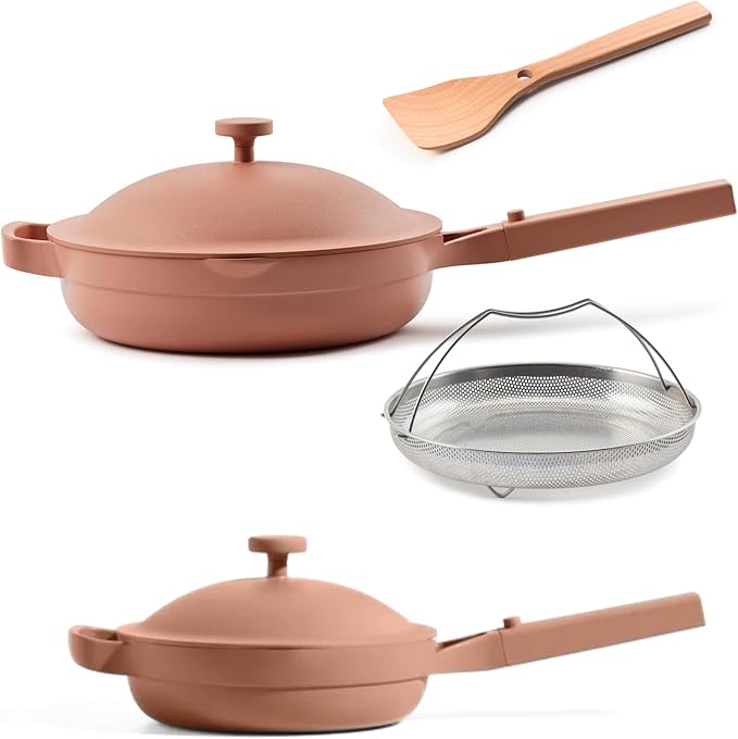 Our Place Always Pan Duo - Stndard &amp Mini Always Pan 2.0 Bundle | Multi-Functional Cookware Set Replaces 20 Pieces | Spice