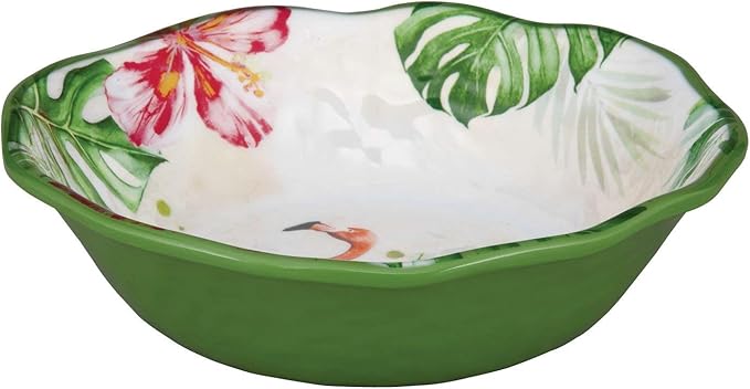 UPware 12 Piece Flamingo Melamine Dinnerware Sets Outdoor Dishes Set Plates and Bowls Sets Service for 4 Multicolor