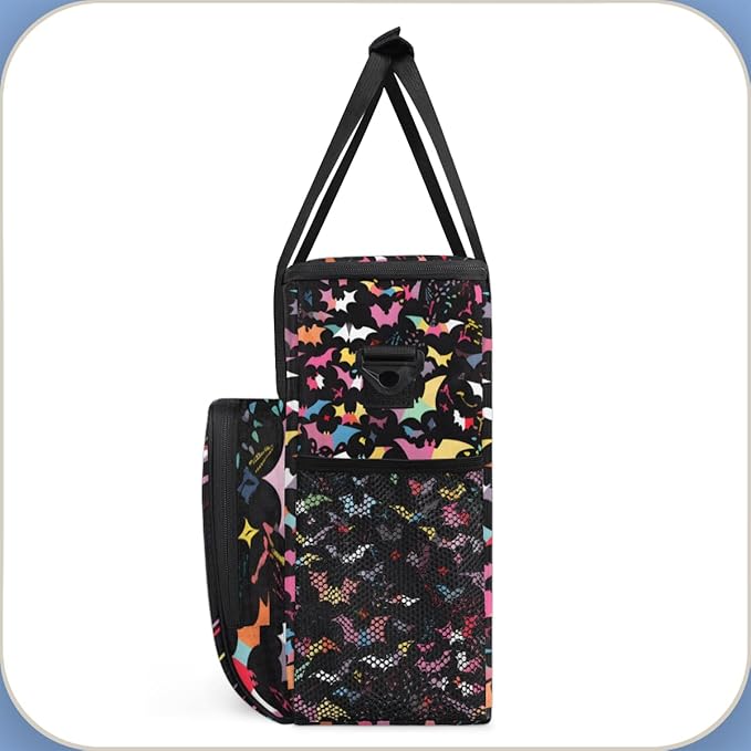 Colorful Bat Coffee Maker Carrying Bag Glitter Bat Travel Storage Bag Compatible with K-Mini or K-Mini Plus Single Serve Coffee Brewer Carrying Case with Multiple Pockets &amp Shoulder Strap
