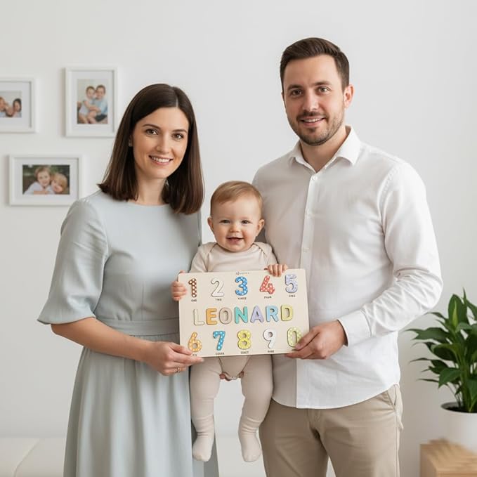 Personalized Wooden Name Puzzle for Kids Personalized Baby Name Puzzle for Toddlers Personalized Baby Gifts First Birthday Gift Wooden Puzzles Custom Toddler Learning - Set 1