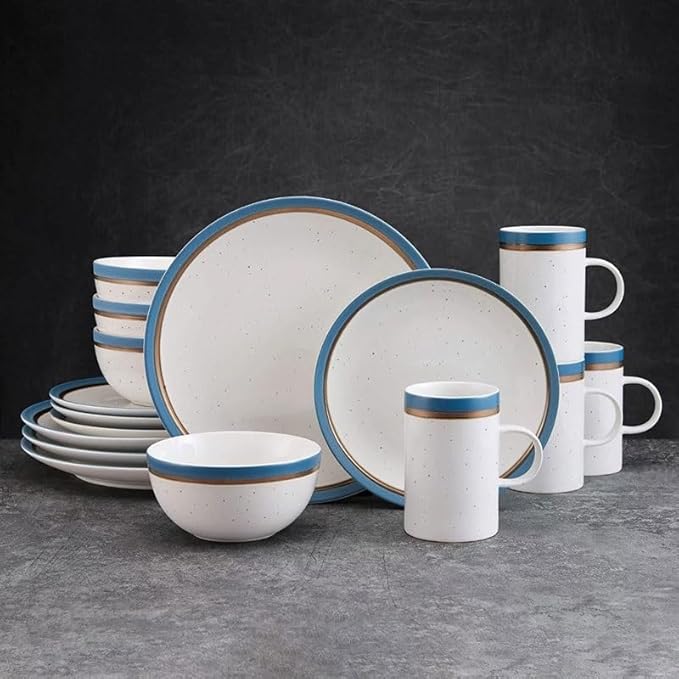 16-Piece Dinnerware Set Round Tableware Set pf Plates Dinner Sets Dish Plate Ceramic Dishes to Eat Food