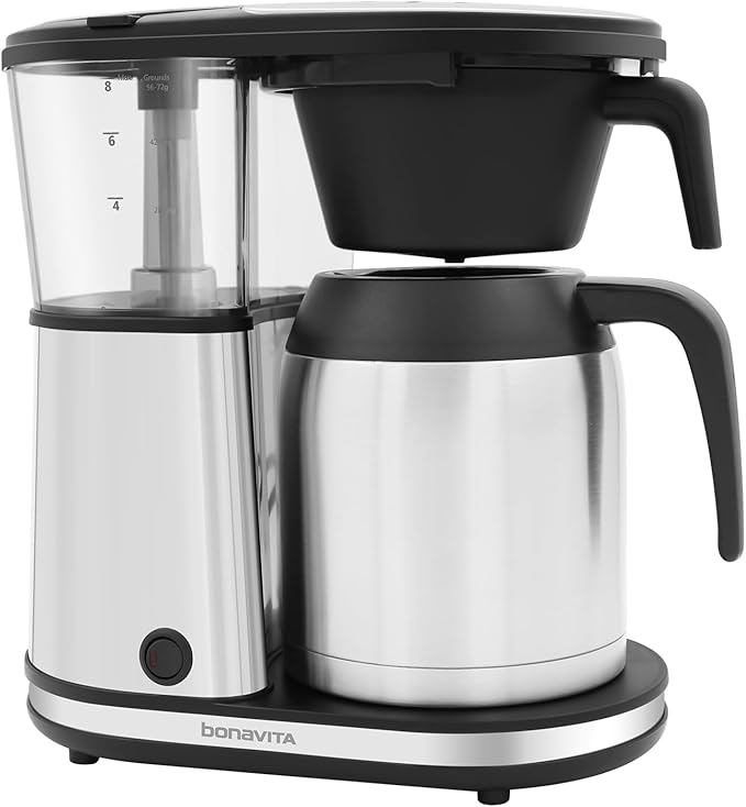 Bonavita 8 Cup Drip Coffee Maker Machine One-Touch Pour Over Auto Pause Brewing with Stainless Steel Double Wall Thermal Carafe SCA Certified Dishwasher Safe BV1901TS