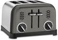 Cuisinart 4 Slice Toaster Compact Stainless Steel Toaster with Extra-Wide Slots for Toasting Bread French Toast Bagels and Pastries Defrost &amp Reheat Functions CPT-180BKSP1 Black/Stainless St