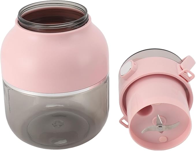 Blender Cup Multi Functional Cordless USB Rechargeable 1500mAh Electric Juicer Blender 500ml with Straw for Office (Pink)