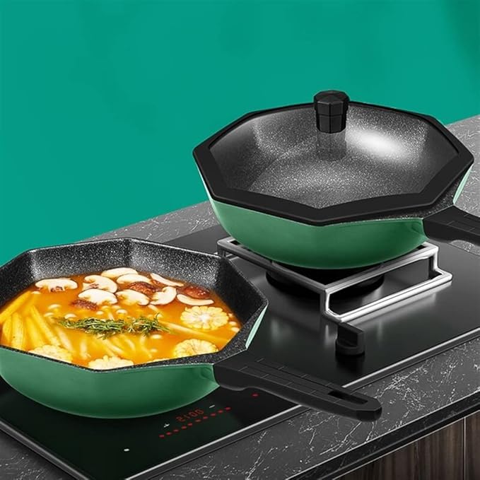 Cookware Octagonal Cookware Set Non-Stick Wok Pan Pan Pan Cooker Casserole Kitchen Hot Pot Pot Set