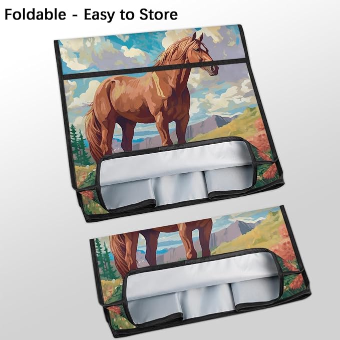 Kitchen Aid Mixer Cover Flower Horse Autumn Stand Mixer Cover Compatible with 6-8 Quarts Stand Mixers Dust Covers with Zipper Pocket Foldable Washable Kitchen Aid Organizer Bag