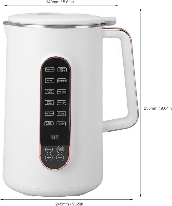 Asixxsix Nut Milk Maker Multifunctional Smart Touch Control Soy Milk Maker Machine with 10 Blades 1.2L Hot Drink 1.5L Cold Drink Wall Breaking Machine for Homemade Almond Oat Soy (US