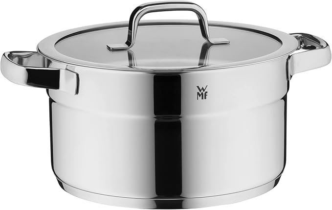 WMF Compact Cuisine 5-Piece Induction Saucepan Set with Glass Lid Polished Cromargan Stainless Steel Induction Pots Set Uncoated Inner Scale