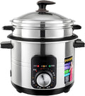 Household Electric Rice Cooker With Steamer Stainless Steel Rice Cooker Non-Stick Liner Adjustable Temperature For 1-11 People