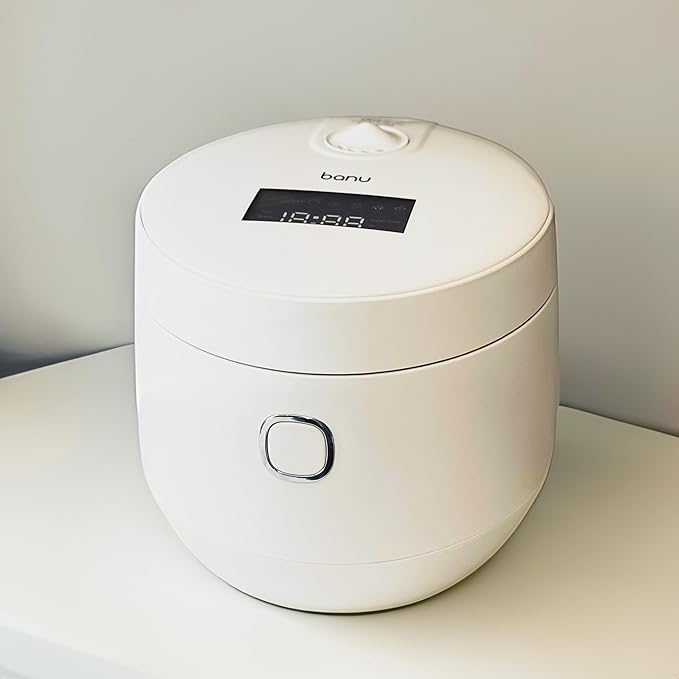 BANU Low Carb Rice Cooker - 4 Cups(white rice) 2 cups(Low carb rice) 7 Preset Functions 20-Hr Timer Led Touch Auto Keep Warm - Healthy Cooking for Keto and Low Glycemic Diets - White / 8-Cup (Cook
