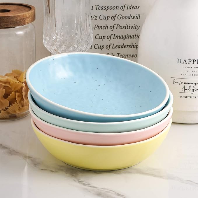 Stone lain Elena Stoneware Dish Set 4 Bowls Blue Mint Pink Yellow