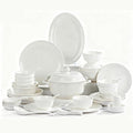 White Ceramic Dinnerware Set: Plates &amp Bowls for Kitchen Microwave &amp Dishwasher Safe Dishes Collection (60pcs)