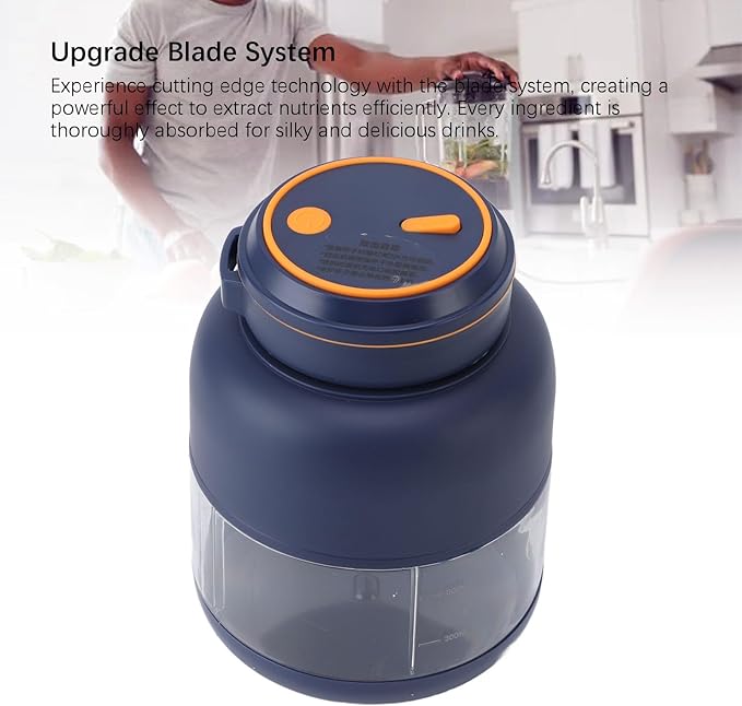 Portable Blenders Handheld Fruit Mixer USB Rechargeable Personal Blender Juicer Cup Leakproof Powerful Blending (Blue)