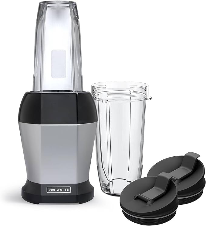 Personal Blender with 18oz and 24oz Cups 900W High-Power Mixer for Smoothies Shakes and Juices Black/Silver