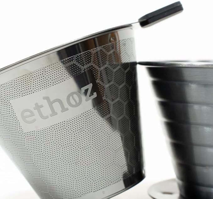 Ethoz® by Planetary Design Pour Over Coffee Maker – Sustainable Stainless Steel Filter Convex Bottom for Even Extraction Reusable Design