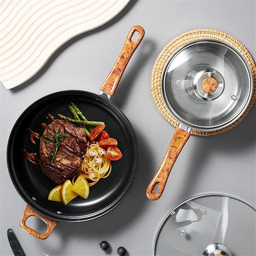 12 Piece Pot Handle with Kettle Cooking Pan Kitchen Cookware Non Stick Cooking Pot Set Stainless SteelNatural Color 12Ps12 Ps-Natural Color 12ps-12 ps