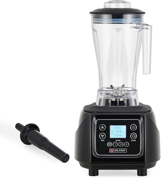 WILPREP Commercial Touch Blender 3.5HP Timer &amp Variable Speed 64 oz BPA-Free Jar