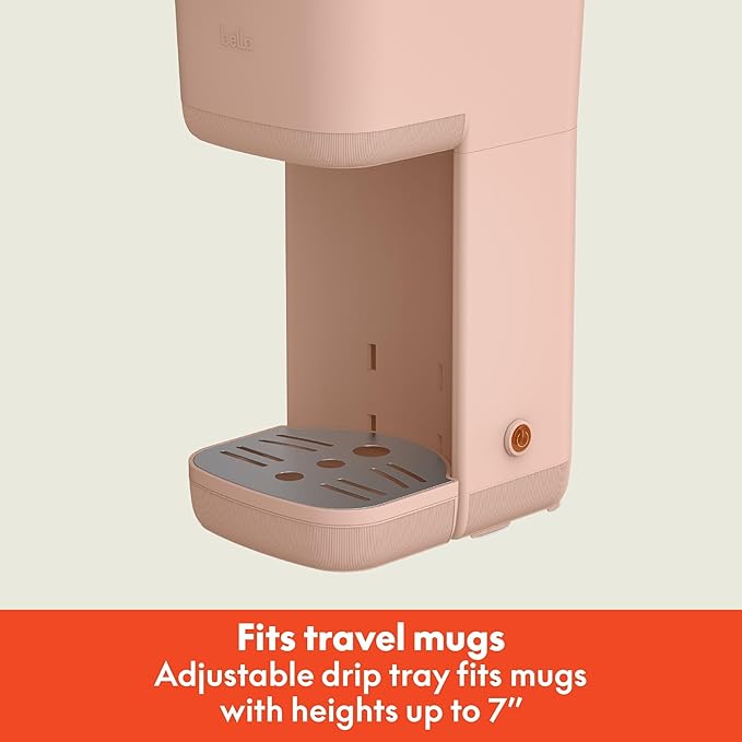 Single Serve Coffee Maker Pods Ground Coffee Compatible | Brew 6-14 oz Cups with Adjustable Drip Tray | One-Touch Auto Shut-Off | Compact Personal Coffee Brewer | Pink Blossom Design