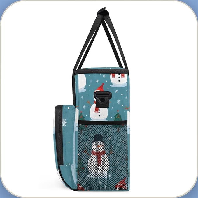 Christmas Snowman Coffee Maker Carrying Bag Xmas Snowman Travel Storage Bag Compatible with K-Mini or K-Mini Plus Single Serve Coffee Brewer Carrying Case with Multiple Pockets &amp Shoulder Strap