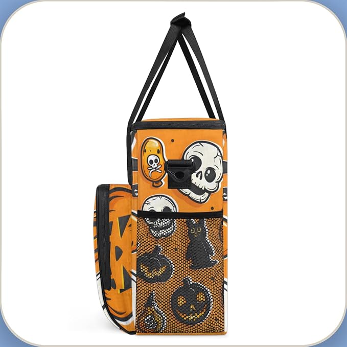 Abstract Pumpkin Coffee Maker Carrying Bag Cartoon Pumpkin Travel Storage Bag Compatible with K-Mini or K-Mini Plus Single Serve Coffee Brewer Carrying Case with Multiple Pockets &amp Shoulder Stra