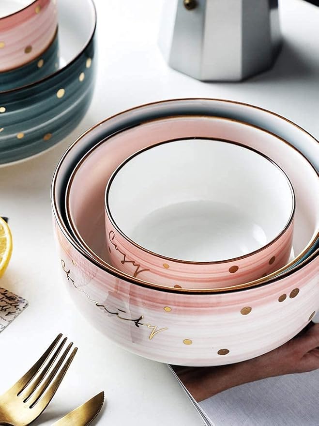 Porcelain Dinnerware Set - Dining Dishes Set Modern Luxurious Dinnerware Sets 48 Pcs Colorful Plates &amp Bowls Set Service For 8 Unbreakable Dishwasher Safe