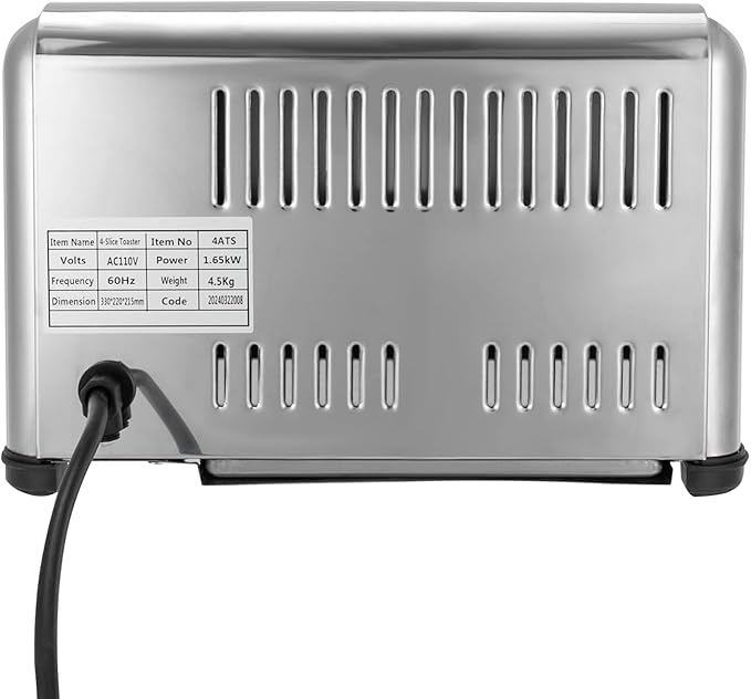 Stainless Steel Toaster with Extra Wide Slots1.1in Wide Slot4 Slot Toaster with Time Adjustable4Toasting Bread Shade Settingsfor Home Use 1650W (4-Slice)