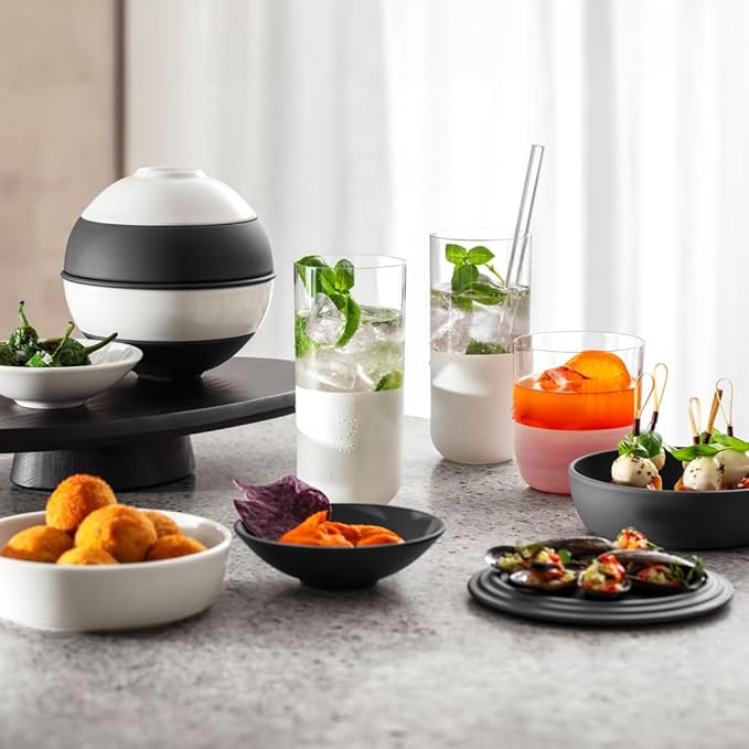 Villeroy &amp Boch Iconic Collection La petite Boule Premium Porcelain Made in Germany Appetizer Set for 2 5.5 x 5.5 in Black &amp White