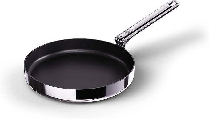 Joseph Joseph Space Steel 2-Piece Nonstick Stainless-Steel Frying Pan Skillet Set Nesting with Folding Handles Induction &amp Oven Safe