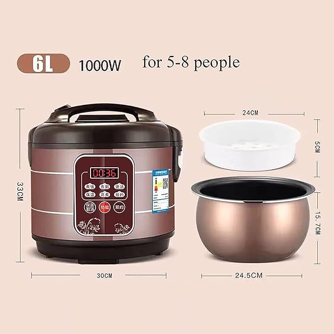 Rice Cooker Household Multi-Function Cooking Rice Cooker for 1-8 People ntelligent Insulation and 24H Reservation (5L) ()