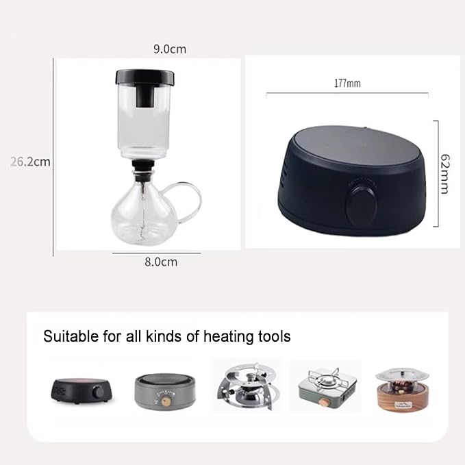 Electric Siphon Coffee Maker Coffee Brewer Extraction Machine 350ml Capacity with Heating Furnace Siphon Glass Pot for Home Camping &amp Travel