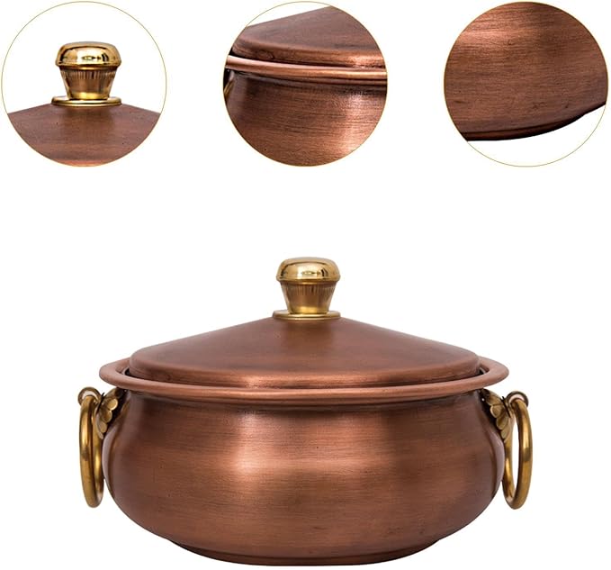 YIJU Handcrafted Copper Pot Cookware Set for Home And Camping 16cm Dia
