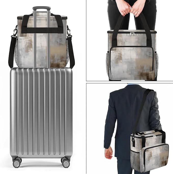 Coffee Maker Carrying Bag Grey Brown Single Cup Coffee Maker Travel Bag Compatible with Keurig K-Mini or K-Mini Plus Portable Storage Bag with Shoulder StrapAZ-191